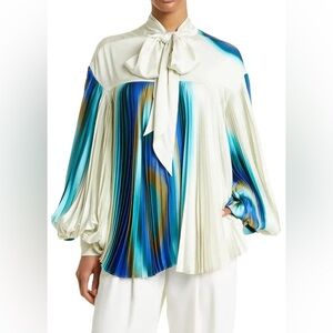 ALEMAIS Una Tie Neck Pleated Blouse